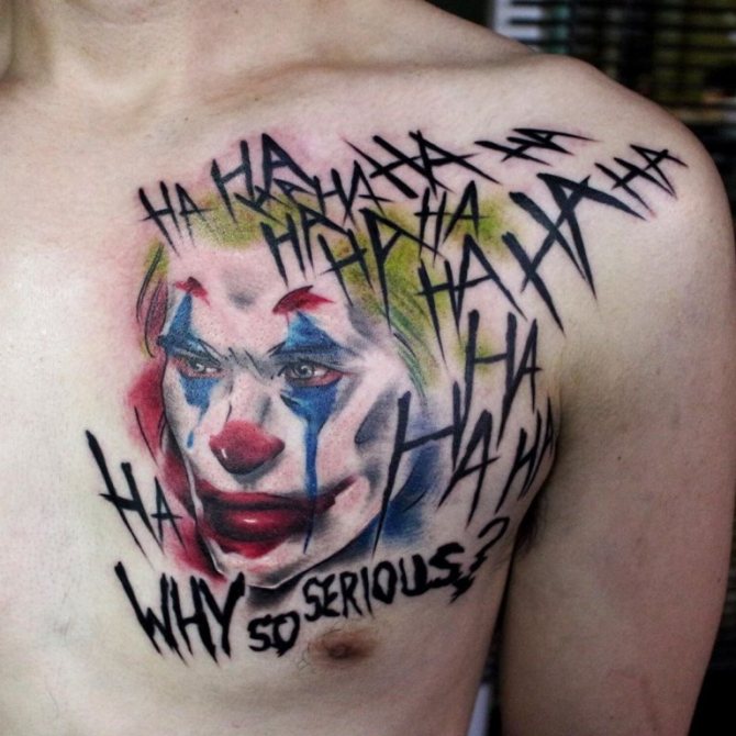 Tattoo of Joker on his arm