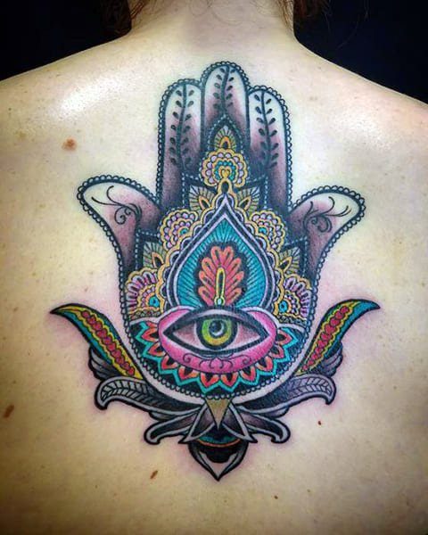 Tattoo of a hams on his back