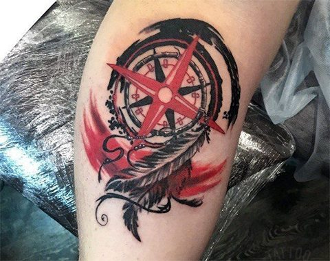 Tatouage d'un attrape-rêves style polka thrash