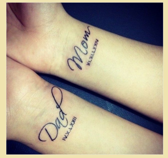 Татуировка на китката: семейство