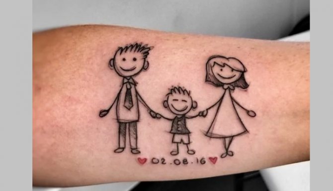 Tatouage d'une famille en deuil