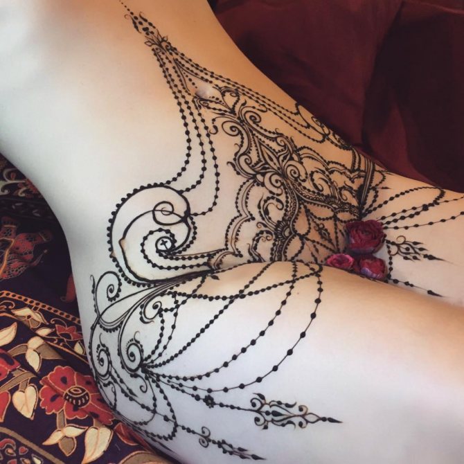 Tatouage à motifs sur le ventre