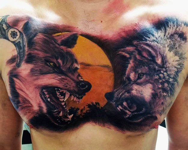Tatouage de sourire de loup. Photo, signification sur l'épaule, l'avant-bras, le dos, le bras