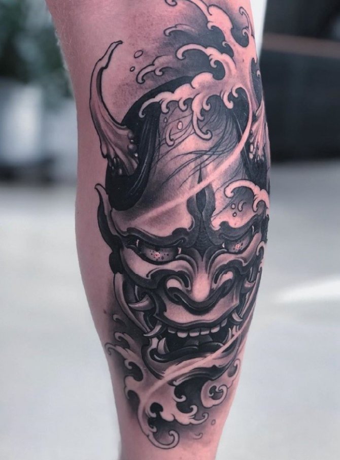 Masques et tatouages de démons japonais pour filles et garçons