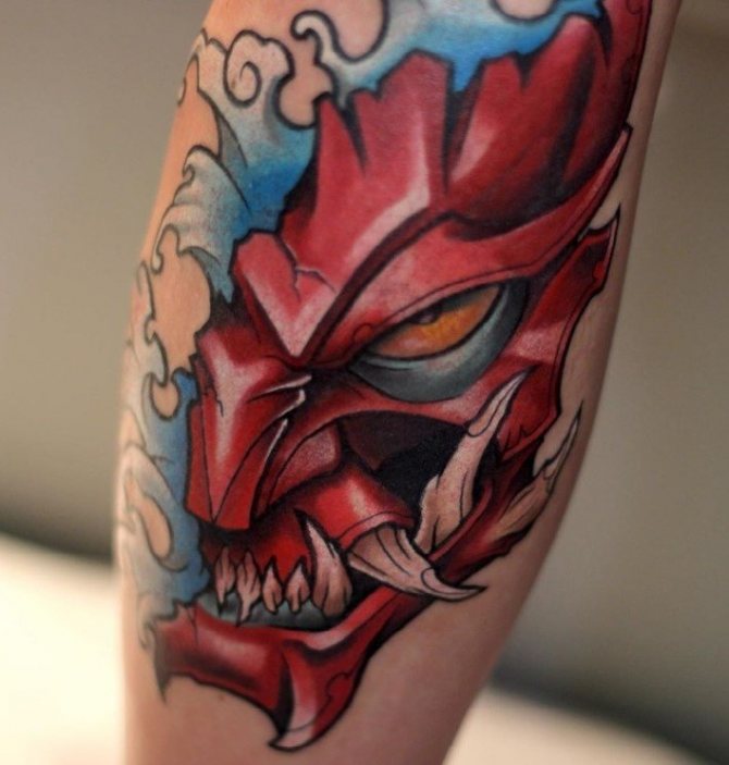 Masques de démons japonais : tatouage pour filles et garçons