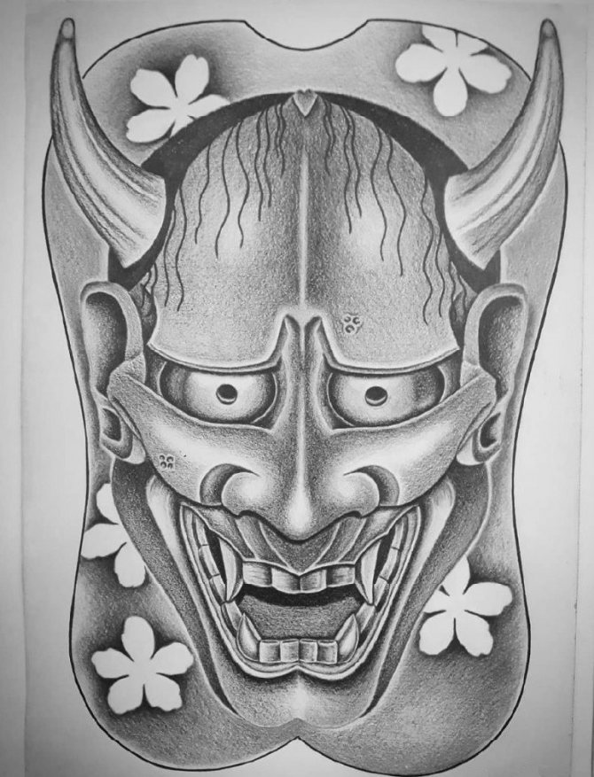 Японски демонични маски: татуировки за момчета и момичета