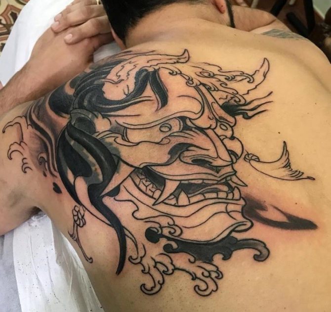 Японски демонични маски: татуировки за момчета и момичета