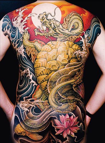 Japanese dragon. Sketches of tattoos simple in color, photo, meaning