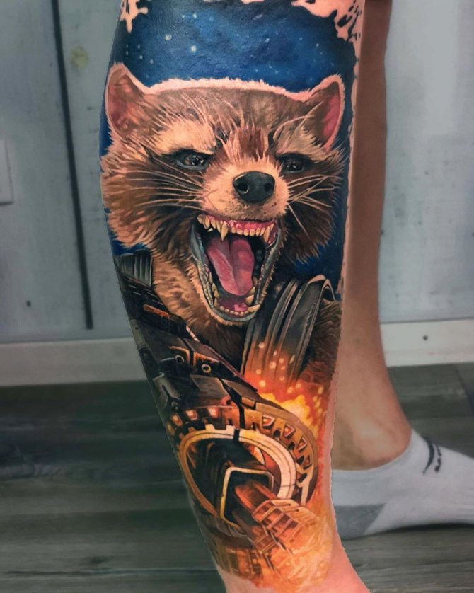 Bright Tattoo of Rockets in Action