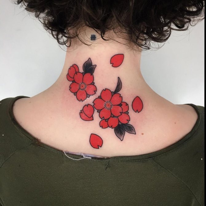 Fleurs de cerisier rouge vif pour fille