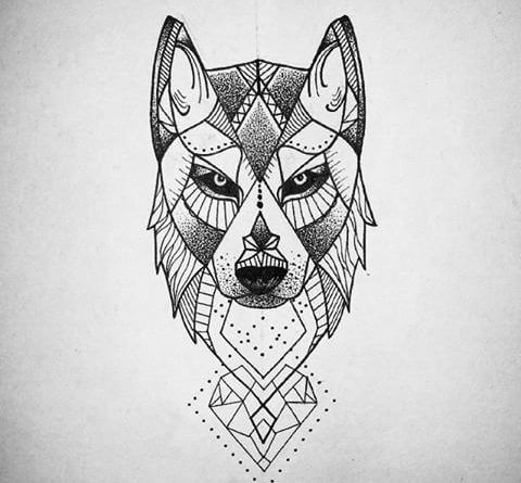 Gran boceto para un tatuaje de cuello de lobo