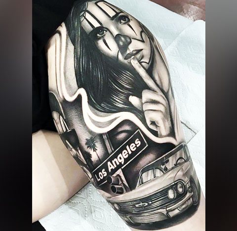 Chicano στυλ θηλυκό τατουάζ