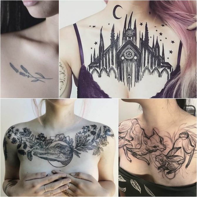 Γυναικεία τατουάζ στο στήθος - Τατουάζ στο στήθος για κορίτσια - Γυναικεία ασπρόμαυρα τατουάζ στο στήθος