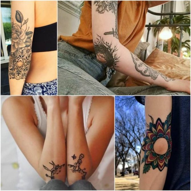 tatouages de femmes sur le poignet - coude de femmes - tatouages sur le coude de filles