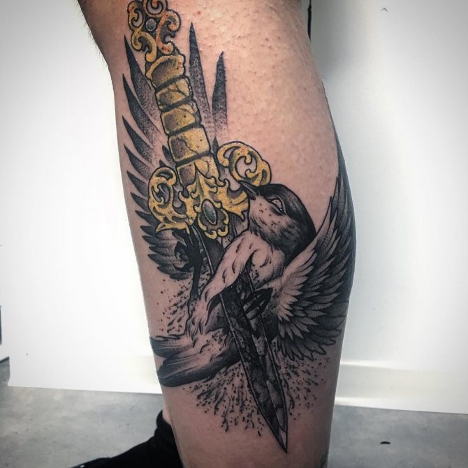 Tatouage brutal de la dague