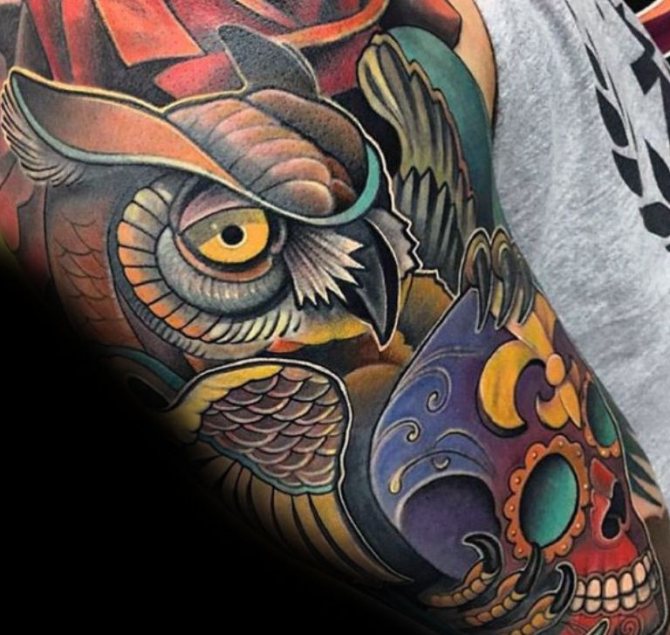 Signification du tatouage de chouette sur le cou d'un homme