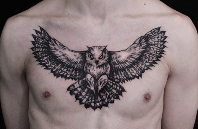 Signification du tatouage de chouette sur le cou d'un homme